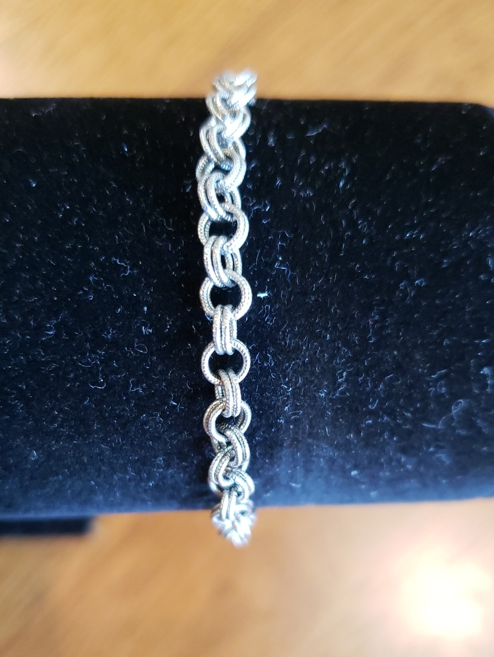 Vintage Silver Tone Rope Link Bracelet  Charm Bracelet